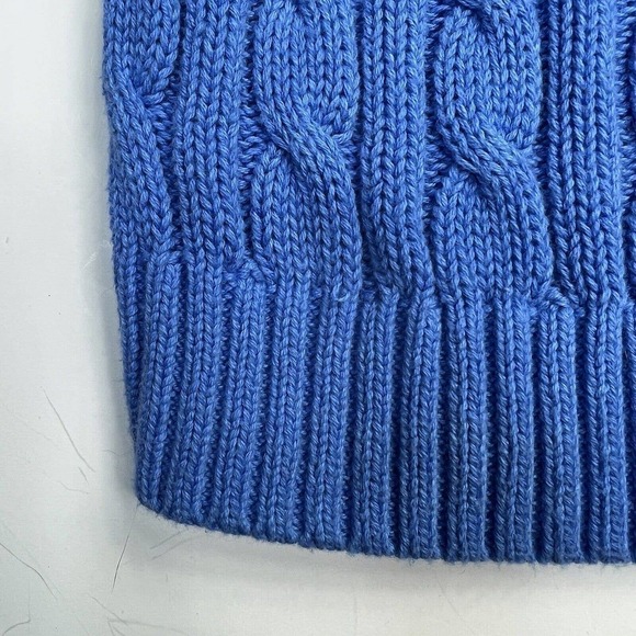 Lands End Blue Cable Knit Crewneck Sweater Size L 14-16 - Picture 4 of 9